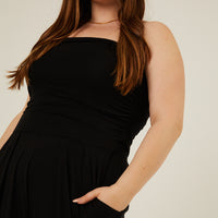 Curve Ruched Knit Jumpsuit Plus Size Rompers + Jumpsuits -2020AVE