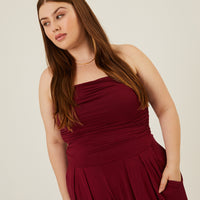 Curve Ruched Knit Jumpsuit Plus Size Rompers + Jumpsuits -2020AVE