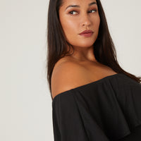 Curve Ruffle Bodysuit Plus Size Tops -2020AVE