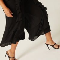 Curve Ruffle Sleeveless Crepe Jumpsuit Plus Size Rompers + Jumpsuits -2020AVE