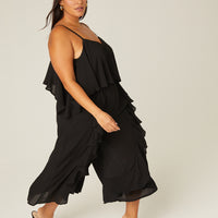 Curve Ruffle Sleeveless Crepe Jumpsuit Plus Size Rompers + Jumpsuits -2020AVE