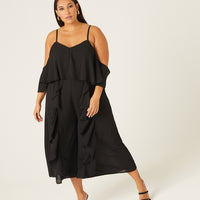 Curve Ruffle Sleeveless Crepe Jumpsuit Plus Size Rompers + Jumpsuits -2020AVE