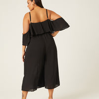 Curve Ruffle Sleeveless Crepe Jumpsuit Plus Size Rompers + Jumpsuits -2020AVE