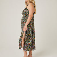 Curve Ruffle Strap Floral Sundress Plus Size Dresses -2020AVE