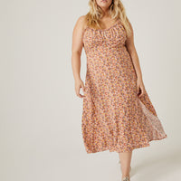 Curve Ruffle Strap Floral Sundress Plus Size Dresses Blush 1XL -2020AVE