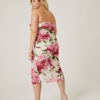 Curve Ruffled Mesh Floral Dress Plus Size Dresses -2020AVE