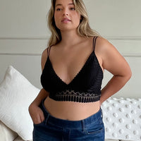 Curve Scalloped Lace Padded Bralette Plus Size Intimates Black XL -2020AVE