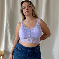 Curve Seamless Lace Padded Bralette Plus Size Intimates Lavender XL -2020AVE