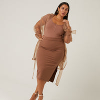Curve Sheer Belted Cardigan Plus Size Outerwear -2020AVE