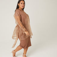 Curve Sheer Belted Cardigan Plus Size Outerwear -2020AVE