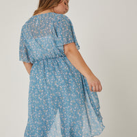 Curve Sheer Floral Tie Front Top Plus Size Tops -2020AVE