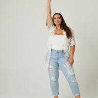 Curve Sheer Lace Cardigan Plus Size Tops -2020AVE