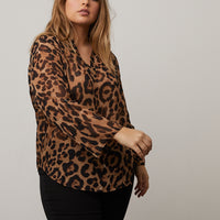 Curve Sheer Leopard Print Top Plus Size Tops -2020AVE