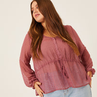 Curve Sheer Swiss Dot Blouse Plus Size Tops -2020AVE