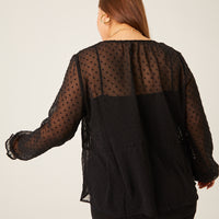 Curve Sheer Swiss Dot Blouse Plus Size Tops -2020AVE