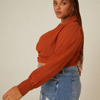 Curve Sheer Tie Front Top Plus Size Tops -2020AVE