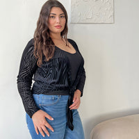 Curve Sheer Zebra Tie Front Top Plus Size Tops -2020AVE