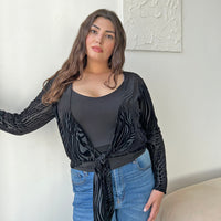 Curve Sheer Zebra Tie Front Top Plus Size Tops -2020AVE