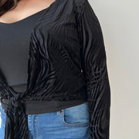 Curve Sheer Zebra Tie Front Top Plus Size Tops -2020AVE