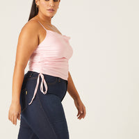 Curve Shiny Side Ruched Tank Tops -2020AVE