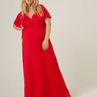 Curve Short Sleeve Maxi Wrap Dress Plus Size Dresses -2020AVE