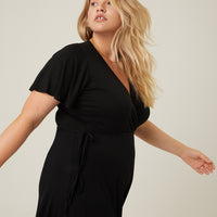Curve Short Sleeve Maxi Wrap Dress Plus Size Dresses -2020AVE