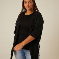 Curve Short Sleeve Open Cardigan Plus Size Outerwear -2020AVE