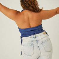 Curve Side Ruched Halter Top Plus Size Tops -2020AVE