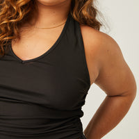 Curve Side Ruched Halter Top Plus Size Tops -2020AVE
