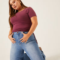 Curve Side Ruched Tee Plus Size Tops -2020AVE