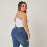 Curve Simple Ribbed Bodysuit Plus Size Tops -2020AVE