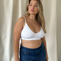 Curve Simple Ribbed Padded Bralette Plus Size Intimates White Plus Size One Size -2020AVE