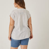 Curve Sketched Lines Printed Top Plus Size Tops -2020AVE