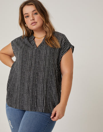 Curve Sketched Lines Printed Top Plus Size Tops -2020AVE