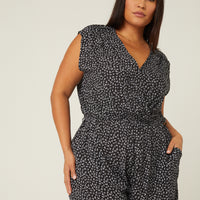 Curve Sleeveless Floral Surplice Romper Plus Size Rompers + Jumpsuits -2020AVE