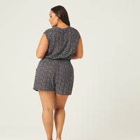 Curve Sleeveless Floral Surplice Romper Plus Size Rompers + Jumpsuits -2020AVE