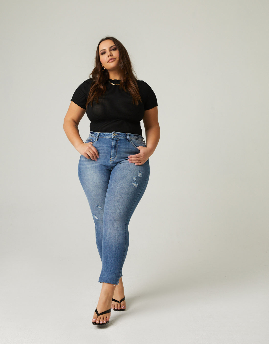 Curve Slim Straight Jeans Plus Size Bottoms Medium Blue 14 -2020AVE
