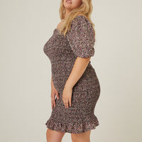 Curve Smocked Chiffon Mini Dress Plus Size Dresses -2020AVE