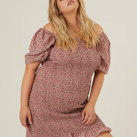 Curve Smocked Chiffon Mini Dress Plus Size Dresses -2020AVE