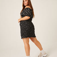 Curve Smocked Ditsy Floral Dress Plus Size Dresses -2020AVE
