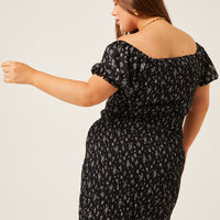 Curve Smocked Ditsy Floral Dress Plus Size Dresses -2020AVE