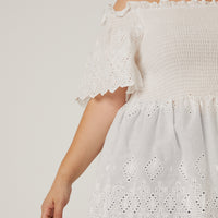 Curve Smocked Eyelet Lace Top Plus Size Tops -2020AVE