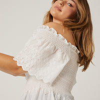 Curve Smocked Eyelet Lace Top Plus Size Tops -2020AVE