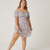 Curve Smocked Floral Babydoll Dress Plus Size Dresses -2020AVE
