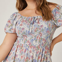 Curve Smocked Floral Babydoll Dress Plus Size Dresses -2020AVE