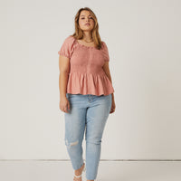 Curve Smocked Flowy Top Plus Size Tops -2020AVE