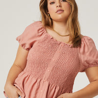 Curve Smocked Flowy Top Plus Size Tops -2020AVE