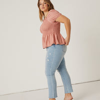 Curve Smocked Flowy Top Plus Size Tops -2020AVE