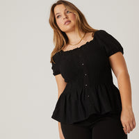 Curve Smocked Flowy Top Plus Size Tops -2020AVE