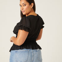 Curve Smocked Gathered Chiffon Top Plus Size Tops -2020AVE